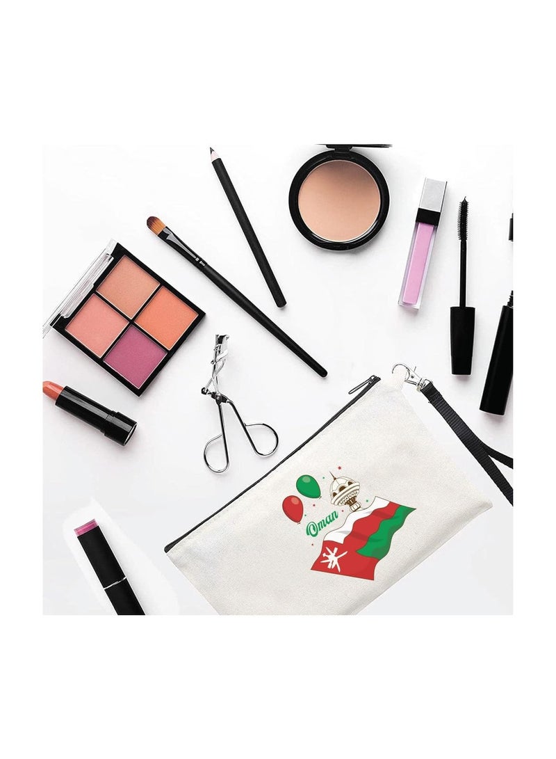 Oman National Day Cosmetic Bag - Celebrate Oman in Style - Makeup Bag - Full Zipper Pouch - Image 2