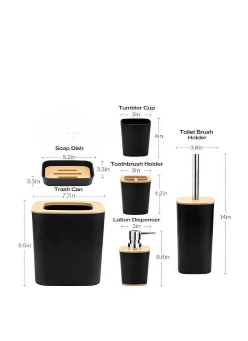 eBasket 6-Piece Bathroom Accessories and Organizer Set - Black  - Image 2
