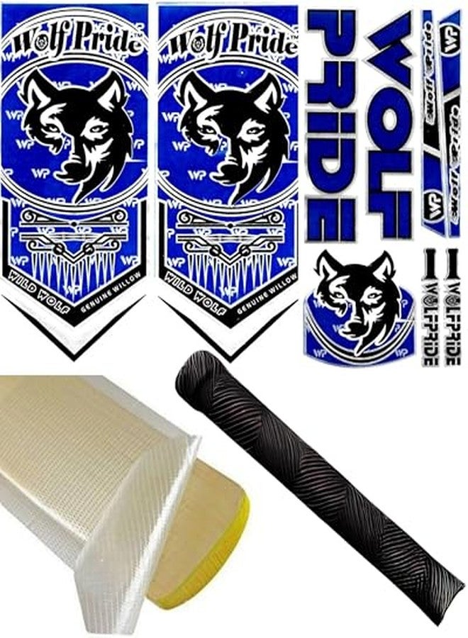 WOLF PRIDE Combo Offer (Cricket Bat Sticker with Grip and Sheet) (Blue) - Image 1