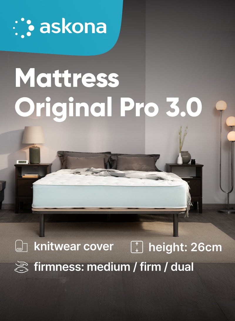 Askona Mattress Original Pro 3.0 with Memory Foam / Orto Foam / Coconut fiber / Felt  with good air circulation 200x180x26 cm (LxWxH) - Image 1