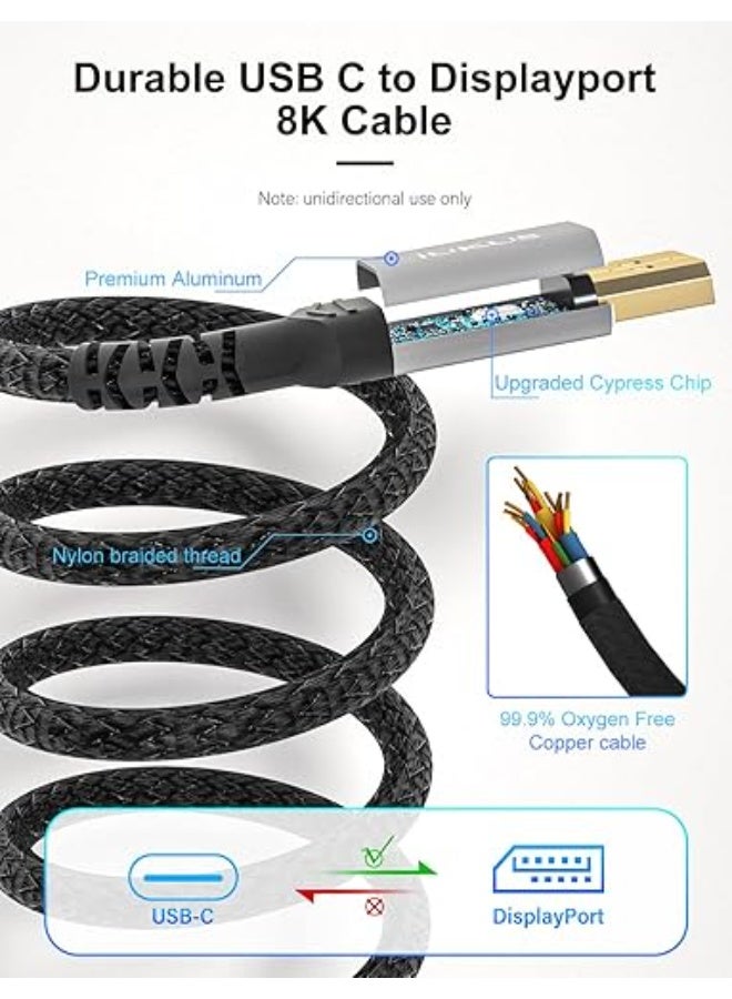 USB-C to DisplayPort 1.4 Cable - 8K/2K Ultra High Resolution Adapter - Thunderbolt 3/4 Compatible, Strong & Practical for Professional Use - Image 4