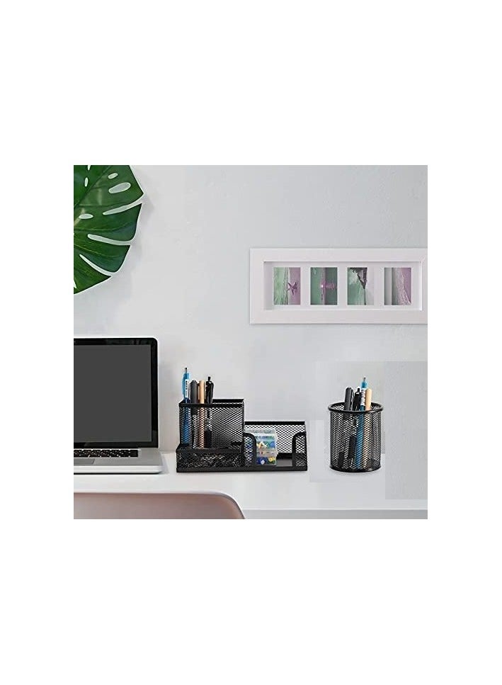 Generic 3-Tier Metal Mesh Desk Organizer Set – Multi-Compartment Pen Holder & Stationery Caddy for Office, Home, School – Black Desktop Organizer with Storage Tray.  - Image 2