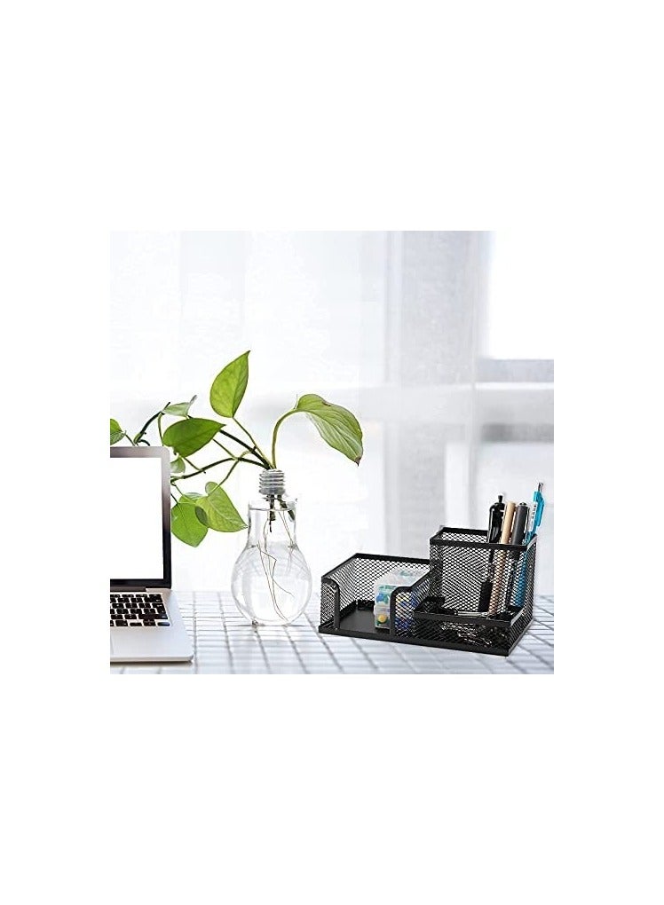 Generic 3-Tier Metal Mesh Desk Organizer Set – Multi-Compartment Pen Holder & Stationery Caddy for Office, Home, School – Black Desktop Organizer with Storage Tray.  - Image 4