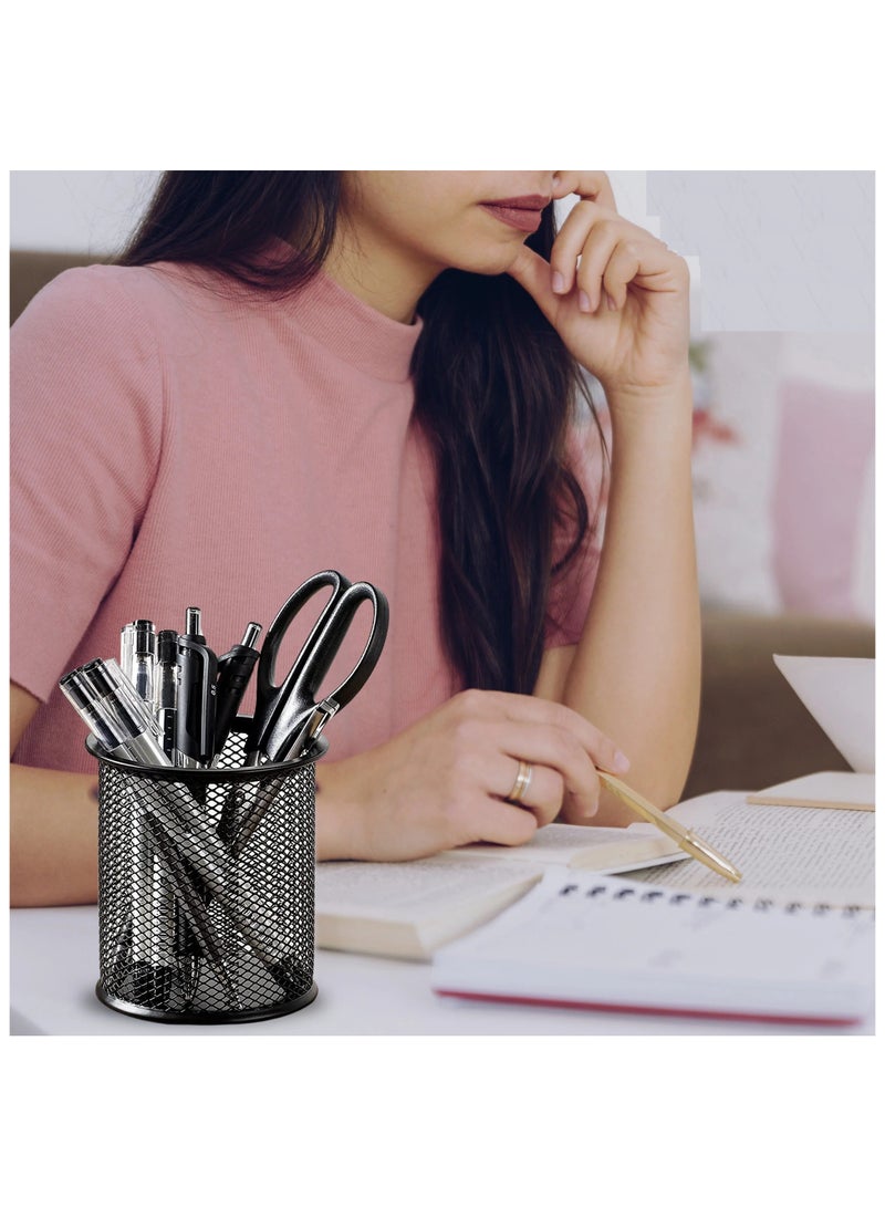 Generic 3-Tier Metal Mesh Desk Organizer Set – Multi-Compartment Pen Holder & Stationery Caddy for Office, Home, School – Black Desktop Organizer with Storage Tray.  - Image 5