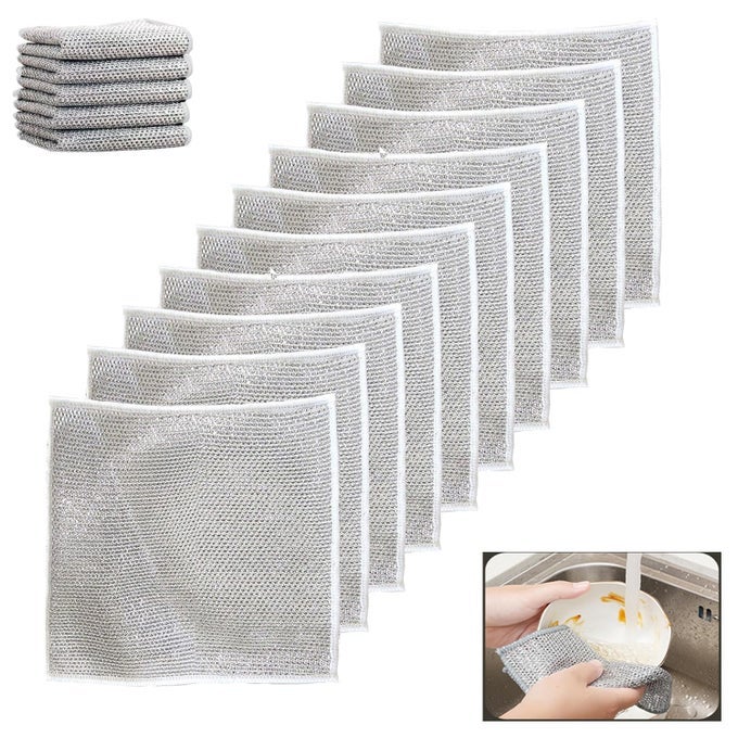 10 PCS MULTIPURPOSE WIRE DISHWASHING RAG FOR WET AND DRYNONSCRATCH WIRE DISHCLOTHSCRUBBING WIRE DISHWASHING RAGSTIMESAVER KITCHEN WIPES CLEANING CLOTHS MONOLAYER