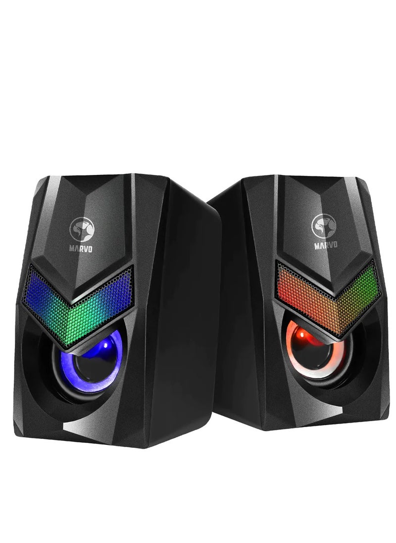 Marvo - SG-118 Stereo 6W RGB Gaming Speaker 2.0 - Black - Image 1