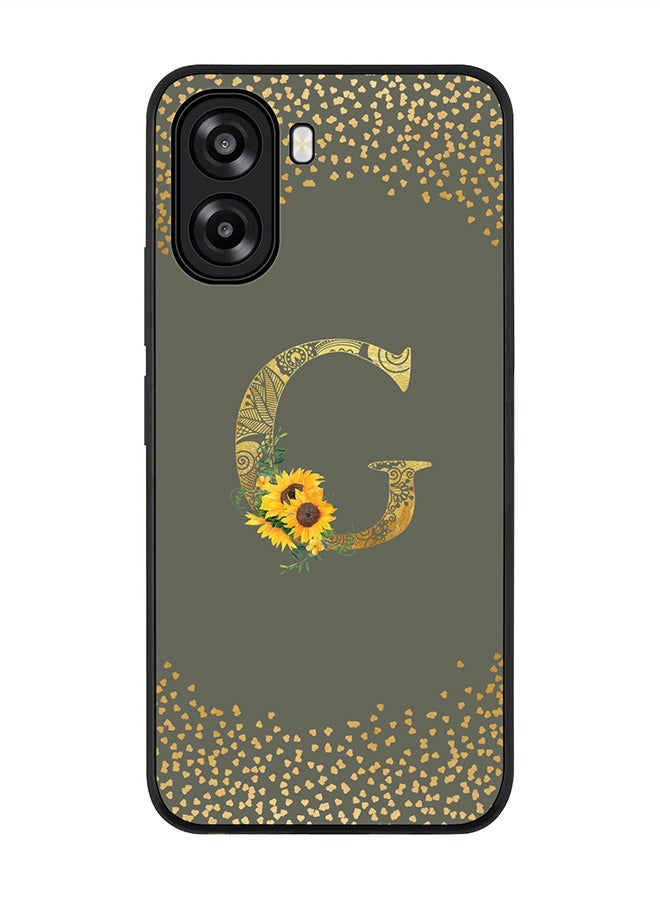 Stylizedd For Oppo A6x 5G / A6x 4G Case,Slim fit Camera Protection, Shockproof Thin Phone cover  - Custom Floral Monogram - G  (Olive Green ) - Image 1