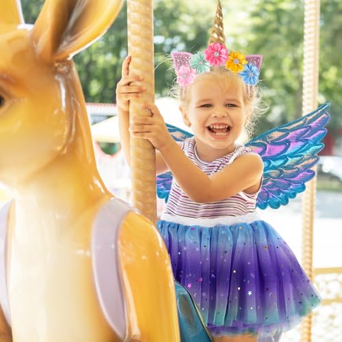 Creatoy Unicorn-Costume for Girls with unicorn rainbow tutu Toddler Rainbow Fairy Wings Princess Unicorn Birthday Party Supplies Halloween Favors - Image 4