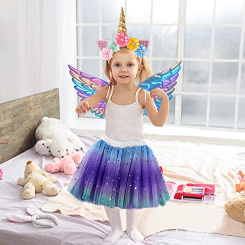 Creatoy Unicorn-Costume for Girls with unicorn rainbow tutu Toddler Rainbow Fairy Wings Princess Unicorn Birthday Party Supplies Halloween Favors - Image 2