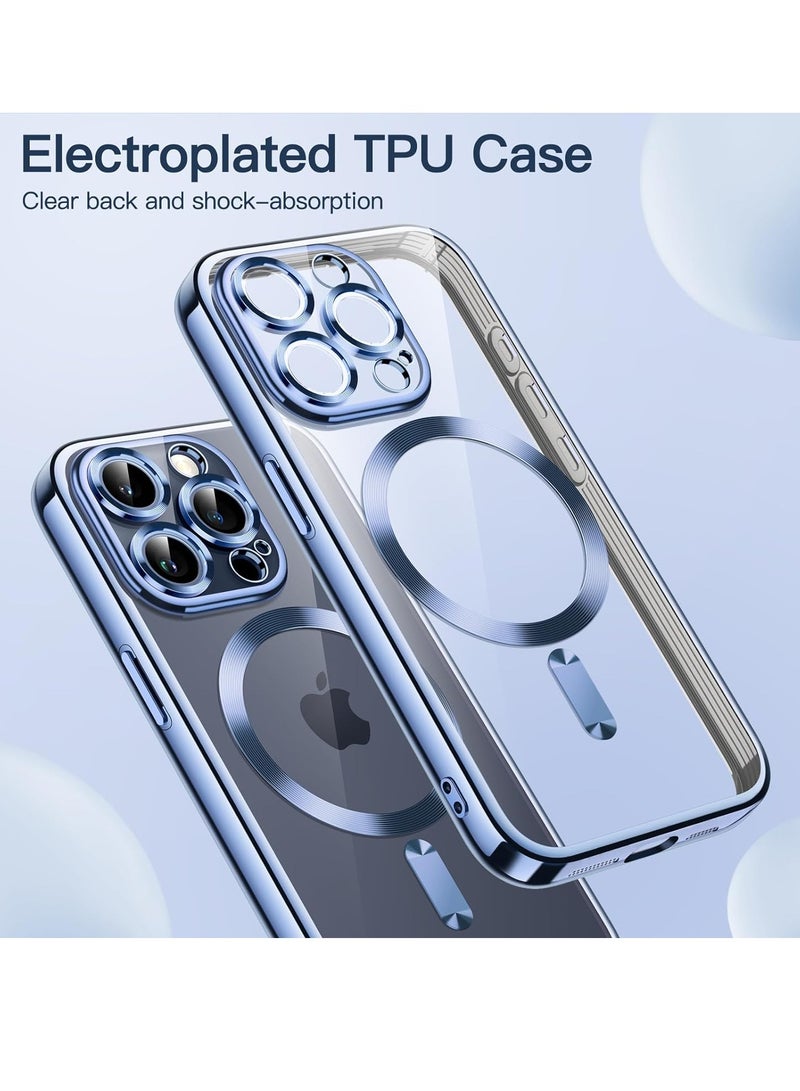 ELTRAZONE Electroplated Case for iPhone 15 Pro Max 6.7-Inch, Camera Lens Full Protection, Compatible with MagSafe Wireless Charging, Shockproof Soft TPU Phone Cover (Sierra Blue) - Image 3