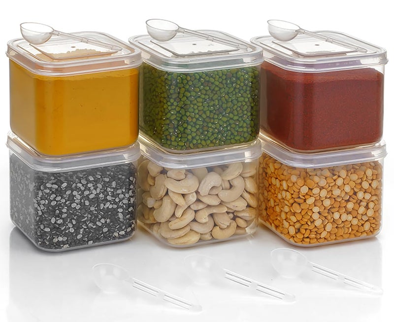 Nexium Plastic Airtight Container Set Kitchen Storage with Spoons Dabba Grocery Box Fridge Multipurpose Space-Saving Refrigerator Organizer Fruits Vegetables Transparent Containers - Image 3