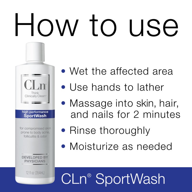 CLnÂ® SportWash â€“ High-Performance Sport Body Wash, For Men & Women Prone to Body Odor, Foot Odor, Ringworm, Folliculitis, & Back Acne, Fragrance-Free & Paraben-Free, 12 fl. oz. - Image 5