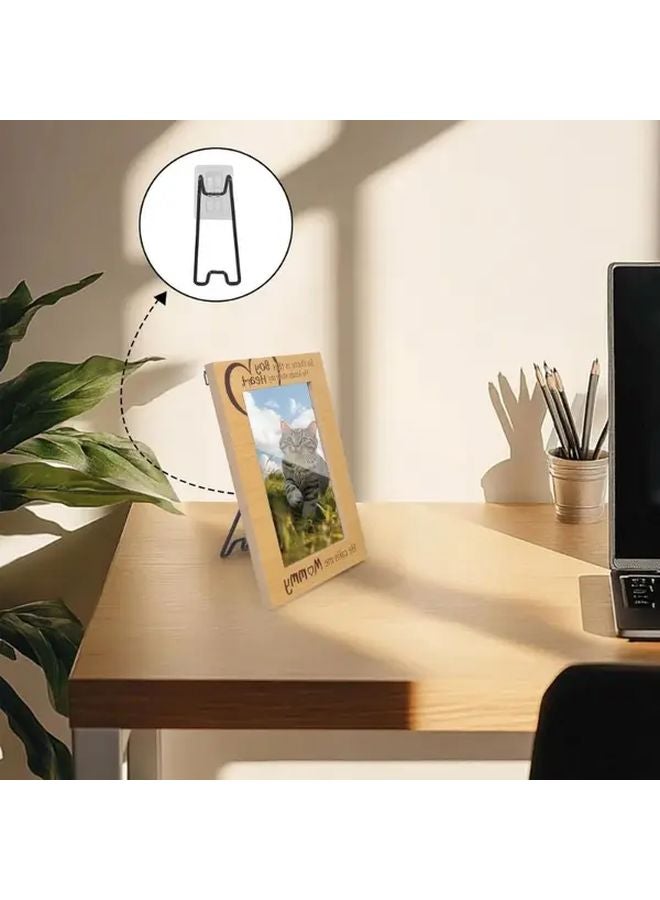 4 قطع حامل إطار صورة ذاتي اللصق من الفولاذ المقاوم للصدأ الأسود قابل للتعديل - Image 3