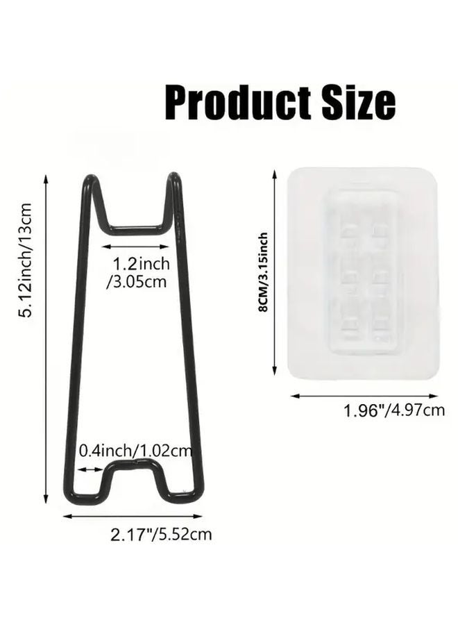 4 قطع حامل إطار صورة ذاتي اللصق من الفولاذ المقاوم للصدأ الأسود قابل للتعديل - Image 5