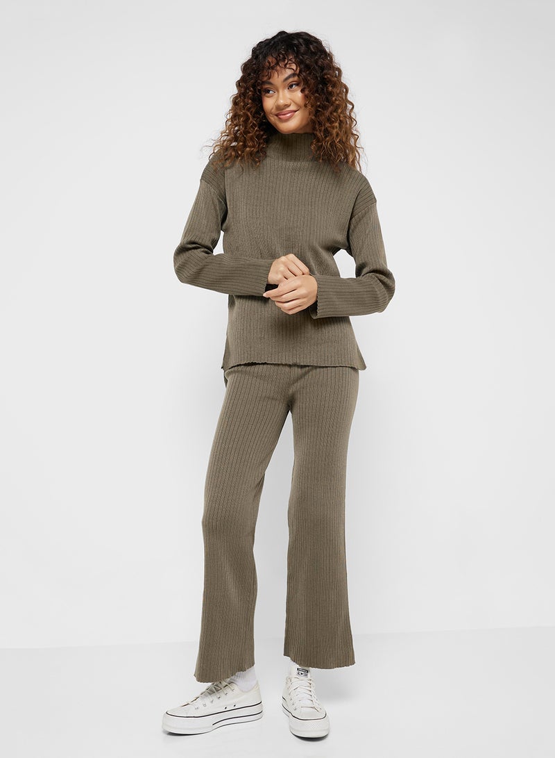 جينجر طقم بيجامة نسائي محبوك بياقة عالية - Image 5