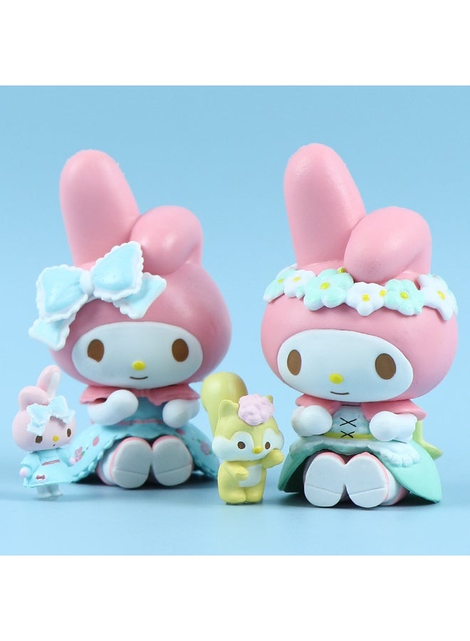 HALAMODO 6-Piece Intriguingly Cute Tea Party Bunny Ear Blind Box Sitting Pose Figure Set Cute Cartoon Desktop Decor Girls Birthday Gift - Image 4