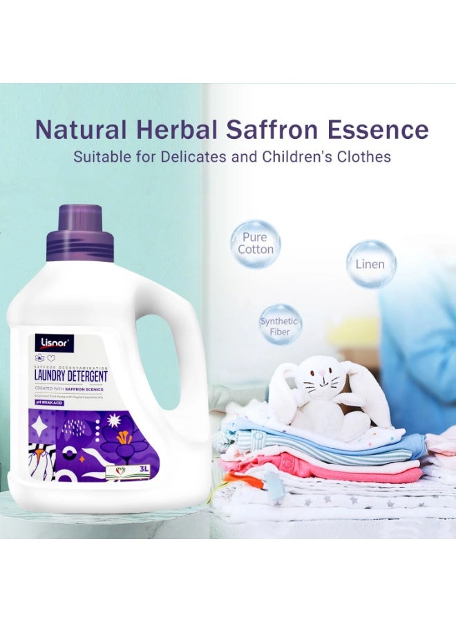 Lisnor Laundry Liquid Detergent, All In One Powerful Cleaning and Stain Remover With Aromatic Saffron Fragrance and Fabric Softener 3L, Pack of 1 - Image 1