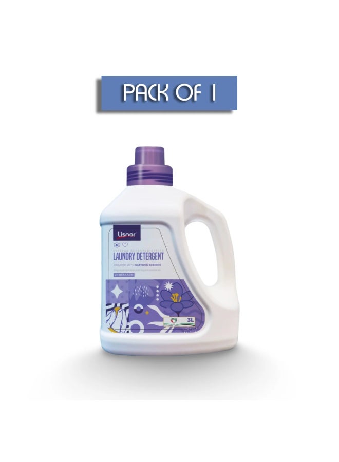 Lisnor Laundry Liquid Detergent, All In One Powerful Cleaning and Stain Remover With Aromatic Saffron Fragrance and Fabric Softener 3L, Pack of 1 - Image 2