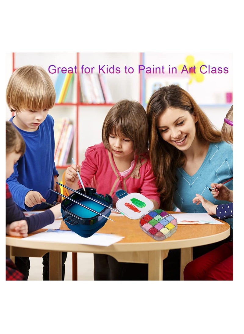 SYOSI Paint Brush Holder and Organizer with Stay Wet Palette, Airtight Paint Palette Paint Palette Portable Paint Brush Cleaner Paint Pallet Paint Tray for Acrylic Watercolor Water-Based Paints - Image 4