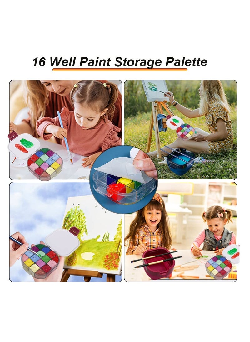 SYOSI Paint Brush Holder and Organizer with Stay Wet Palette, Airtight Paint Palette Paint Palette Portable Paint Brush Cleaner Paint Pallet Paint Tray for Acrylic Watercolor Water-Based Paints - Image 5