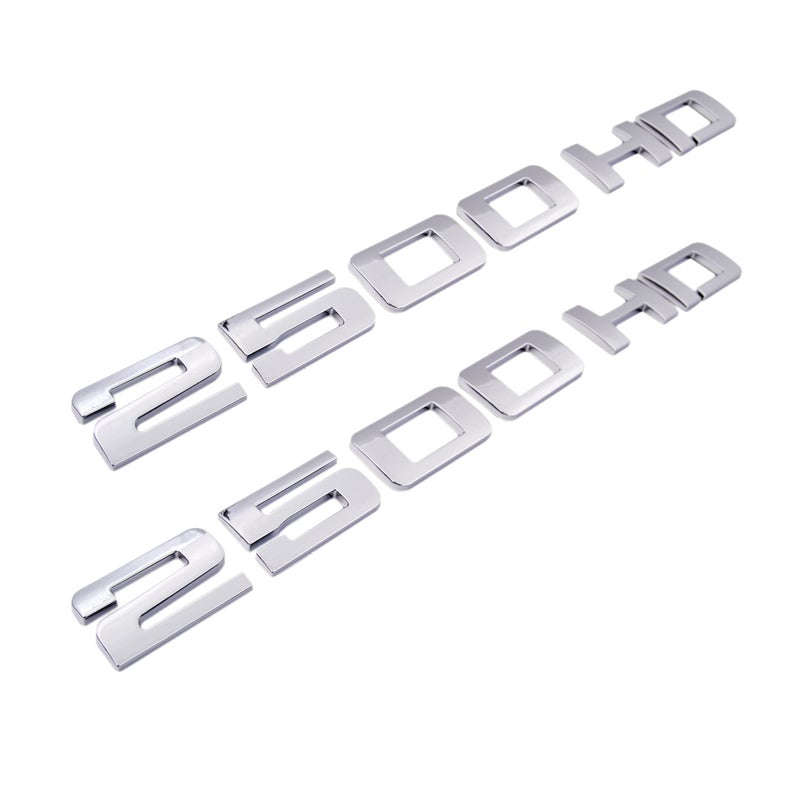 2x PartsTo 2500HD Emblem Badge Nameplate for Chevrolet Silverado and GMC Sierra and Ford F250 F350 F450 Exterior Performance Trim Decal