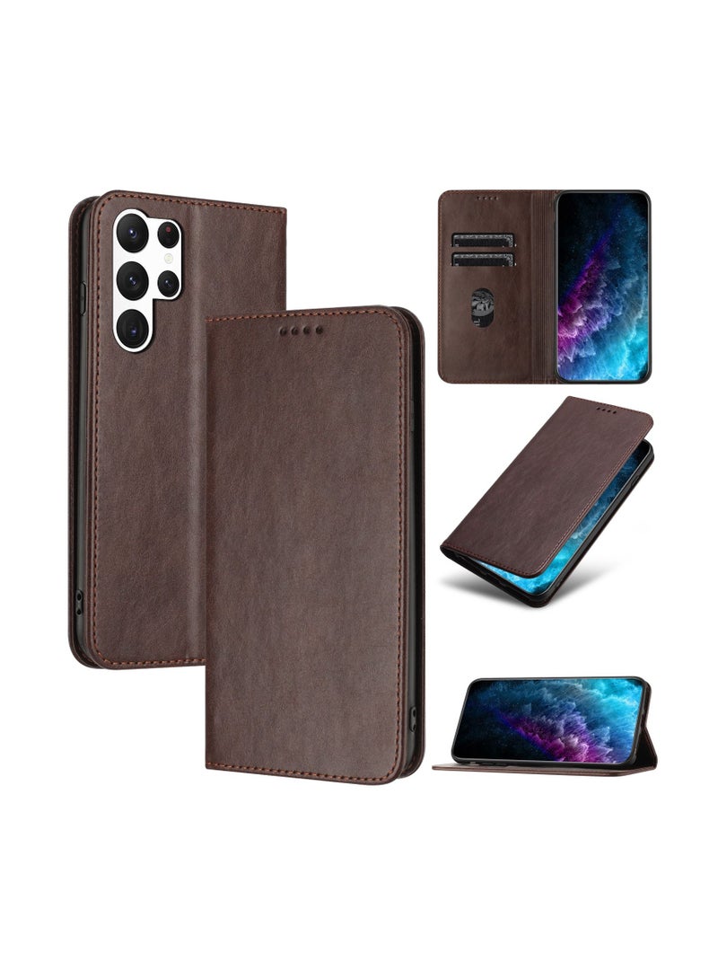 Suteni Flip Cover Card Slots Magnetic Leather Phone Case for Samsung 