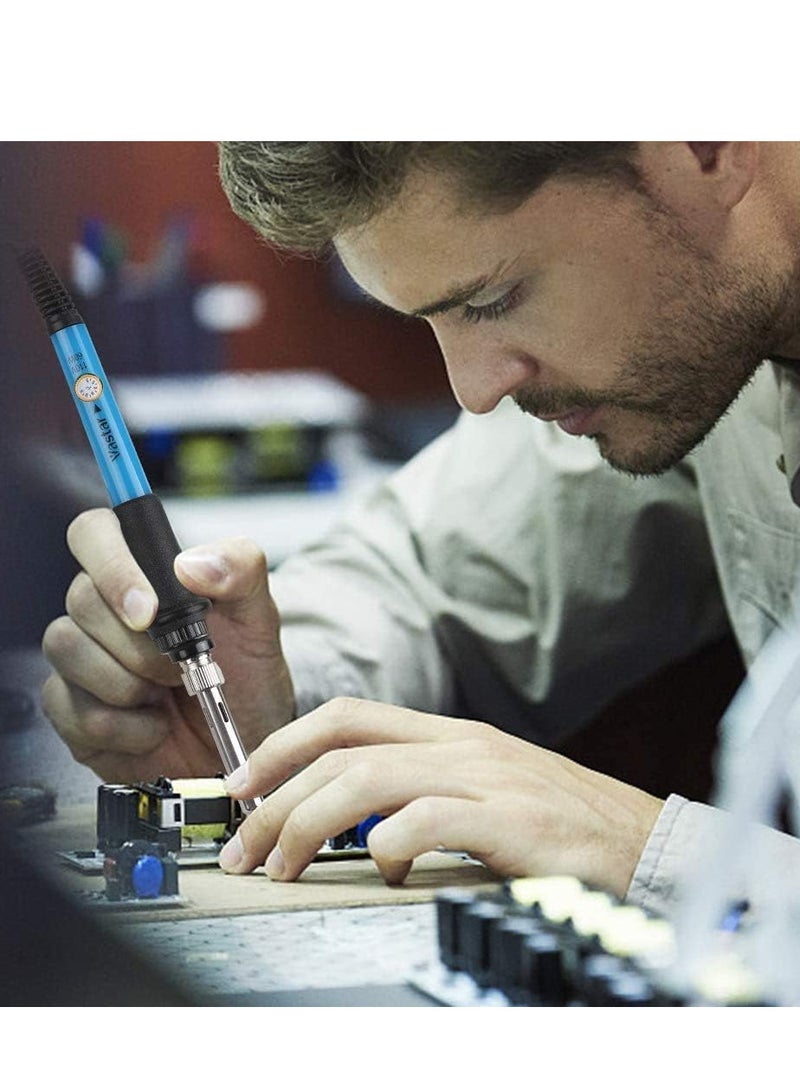 طقم حديد لحام كهربائي، اداة حديد اللحام الكهربائي القابلة للتعديل 60 واط مع مقياس رقمي متعدد، ومضخة لازالة القصدير، وقاطع اسلاك - Image 4