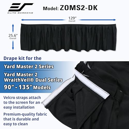 Elite Screens Projector Projection Screen Drape Kit Accessory Uniquely Designed for Yard Master 2/ Yard Master 2 WraithVeil® Dual Series 90″-135″ Models - Black Skirt, ZOMS2-DK - Image 3