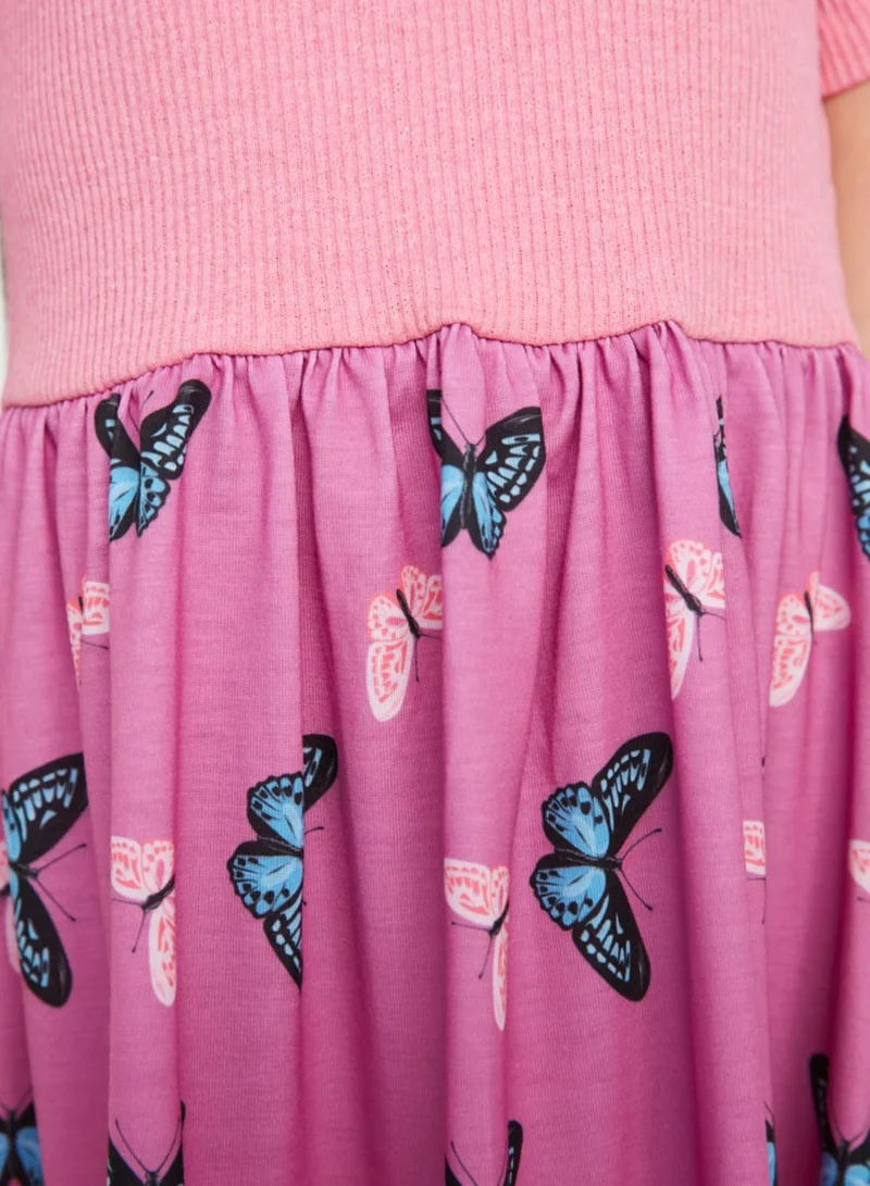 ترينديول فستان مزين بطبعة فراشات للأطفال