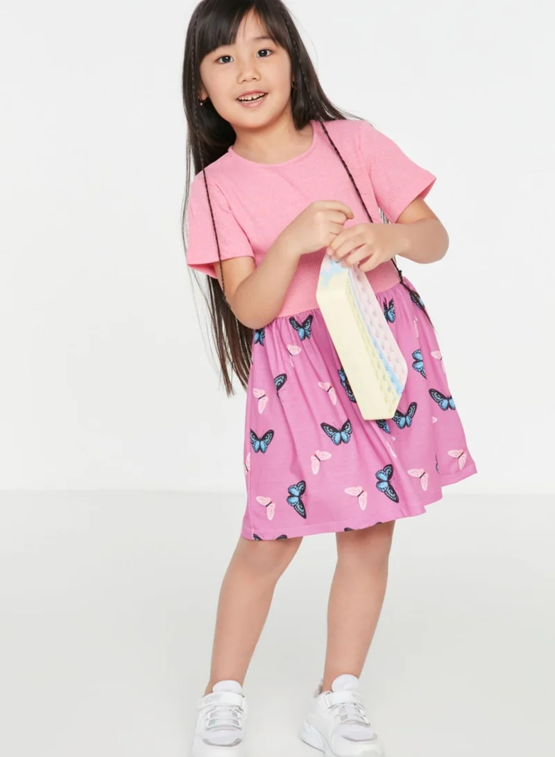 ترينديول فستان مزين بطبعة فراشات للأطفال