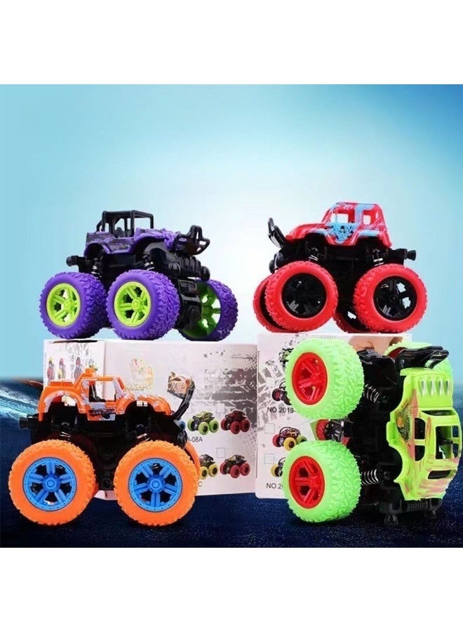 Monster Trucks Toys - Friction Powered Mini Push and Go Car Truck Inertia Vehicle, 360° Rotating Stunt, Battery-Free, Eco-Friendly,  for Kids Best   Birthday Gift for Boys Girls Aged, Orange  - Image 2