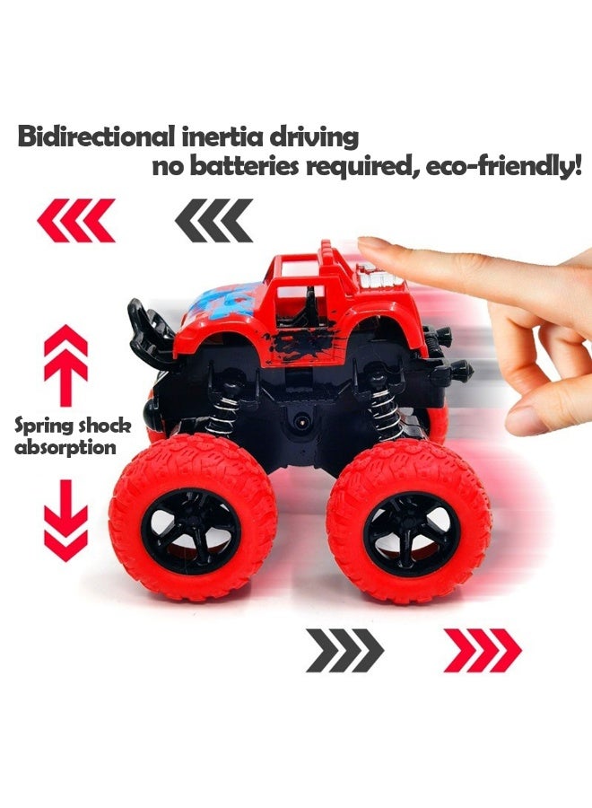 Monster Trucks Toys - Friction Powered Mini Push and Go Car Truck Inertia Vehicle, 360° Rotating Stunt, Battery-Free, Eco-Friendly,  for Kids Best   Birthday Gift for Boys Girls Aged, Orange  - Image 5