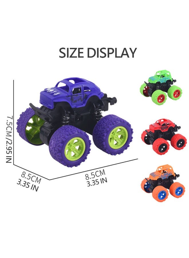 Monster Trucks Toys - Friction Powered Mini Push and Go Car Truck Inertia Vehicle, 360° Rotating Stunt, Battery-Free, Eco-Friendly,  for Kids Best   Birthday Gift for Boys Girls Aged, Orange  - Image 3