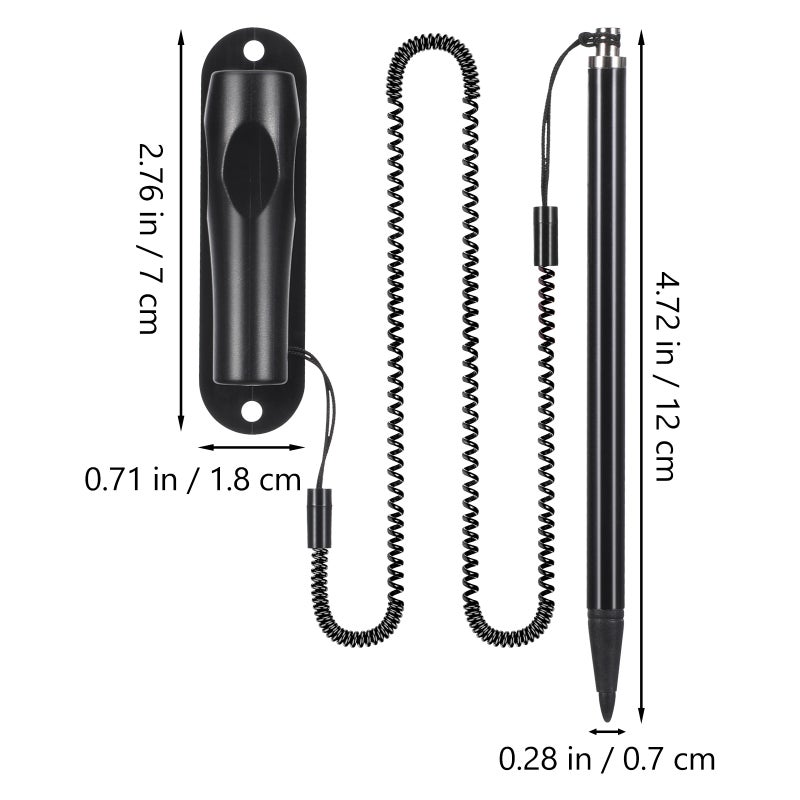 Universal Pen for Resistive Screens, Antiloss Design with Spring Tether, Smooth ABS Tip - Image 2