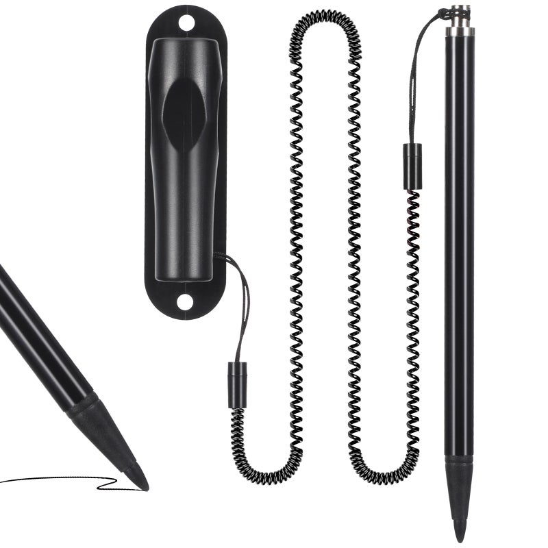 Universal Pen for Resistive Screens, Antiloss Design with Spring Tether, Smooth ABS Tip - Image 1