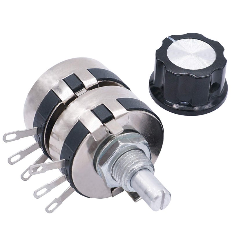 TWTADE /WTH118-2W 1K ohm Dual Gang Potentiometer Carbon Linear Variable Turn Rotary Potentiometer + A03 knob - Image 2