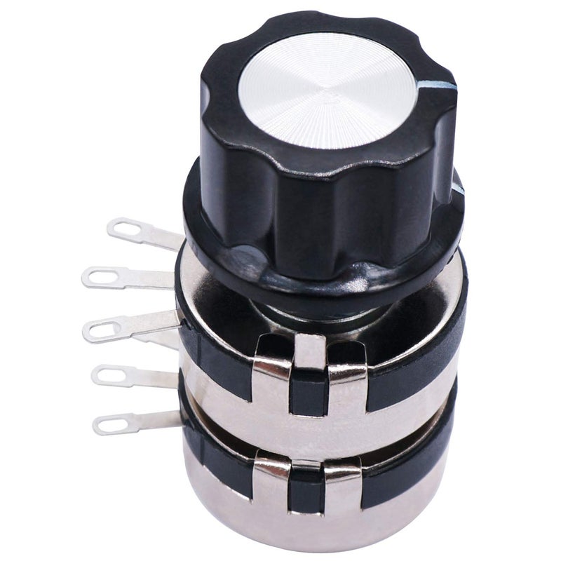 TWTADE /WTH118-2W 1K ohm Dual Gang Potentiometer Carbon Linear Variable Turn Rotary Potentiometer + A03 knob - Image 3