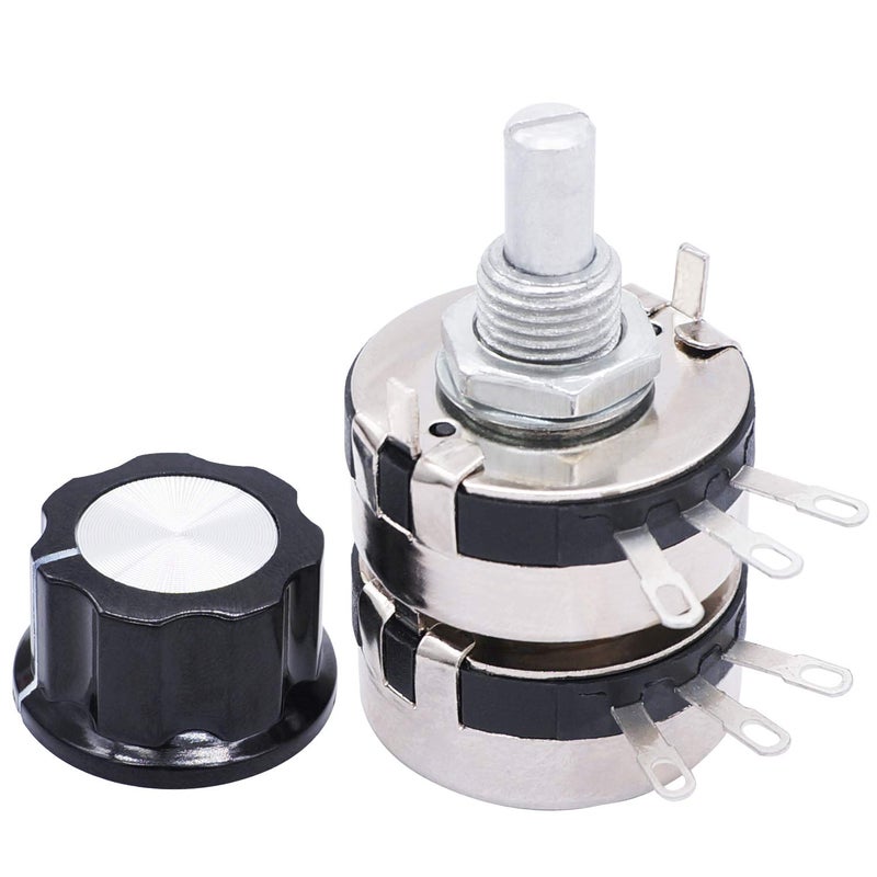 TWTADE /WTH118-2W 1K ohm Dual Gang Potentiometer Carbon Linear Variable Turn Rotary Potentiometer + A03 knob - Image 1