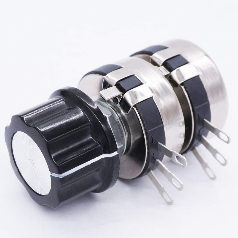 TWTADE /WTH118-2W 1K ohm Dual Gang Potentiometer Carbon Linear Variable Turn Rotary Potentiometer + A03 knob - Image 4