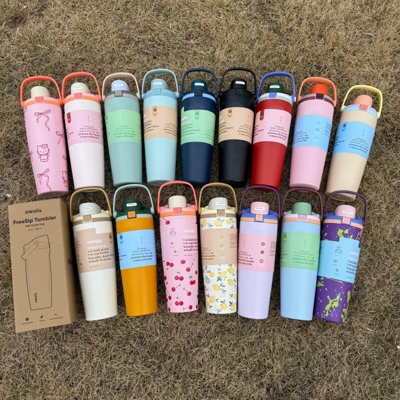 Owala Fruit Cup 304 Stainless Steel Insulated Water Bottle - Large Capacity, Portable Sports Cup with Dual Drinking Straw - Image 2