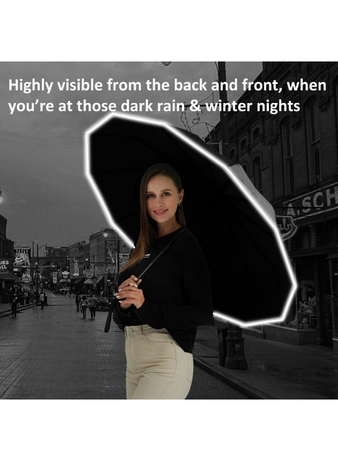 UV Protection Umbrella – 46 Inch Large Inverted Windproof Rain Umbrella, Automatic Open/Close Reverse Folding Compact Travel Umbrella for Adults (Black) - Image 3