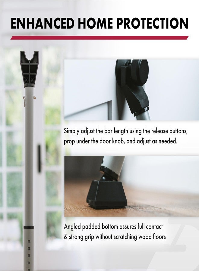 SABRE Adjustable 2-in-1 Door Security Bar, Door Stop Bar Secures Onto Door Knob, Strong Scratch-Proof Grip, Steady Against Floor, Removable Door Knob Top For Sliding Door Use, Portable & Easy to Use - Image 4