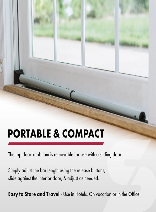 SABRE Adjustable 2-in-1 Door Security Bar, Door Stop Bar Secures Onto Door Knob, Strong Scratch-Proof Grip, Steady Against Floor, Removable Door Knob Top For Sliding Door Use, Portable & Easy to Use - Image 5