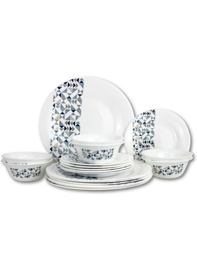 Melrich - 18-Piece Opalware Dinner Set With 6 X 25 Cm Dinner Plate, 6 X 18 Cm Soup Plate, 6 X 13 Cm Rice Bowl, Serves 6, White - Image 1