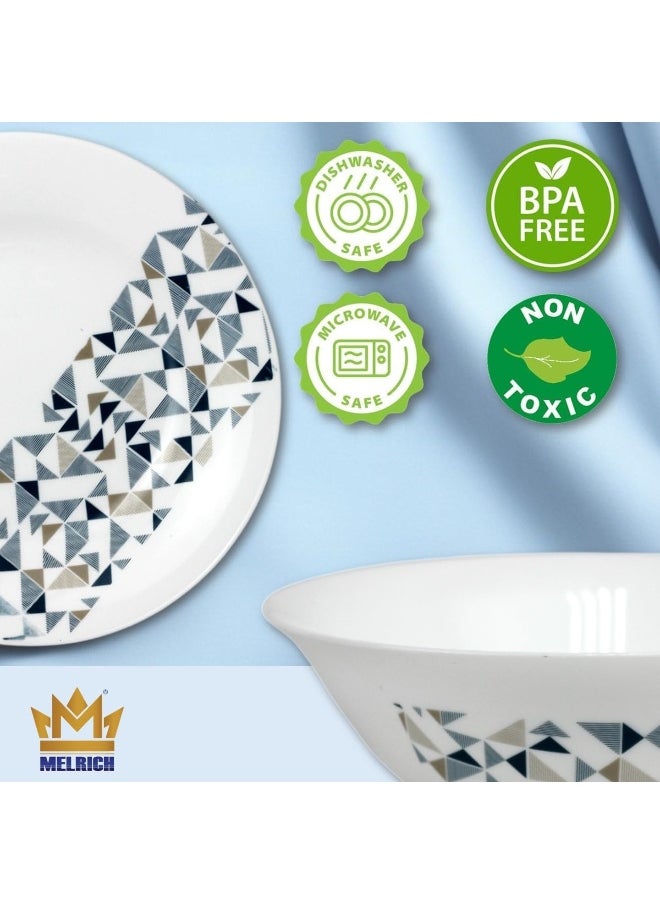 Melrich - 18-Piece Opalware Dinner Set With 6 X 25 Cm Dinner Plate, 6 X 18 Cm Soup Plate, 6 X 13 Cm Rice Bowl, Serves 6, White - Image 1