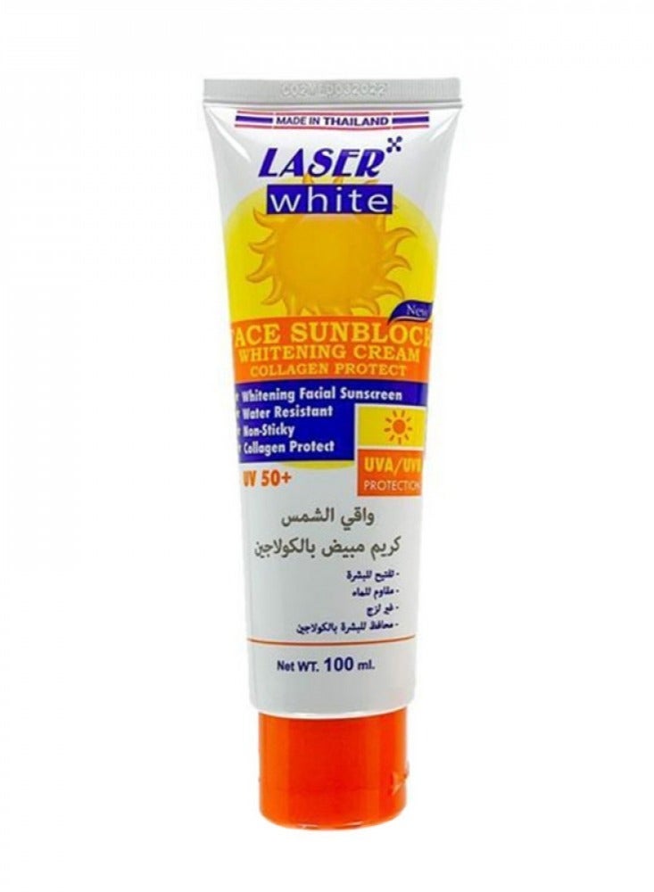 laser white كريم واقي من الشمس لتفتيح البشرة مع كولاجين طبيعي SPF 50+ 100 مل - Image 2
