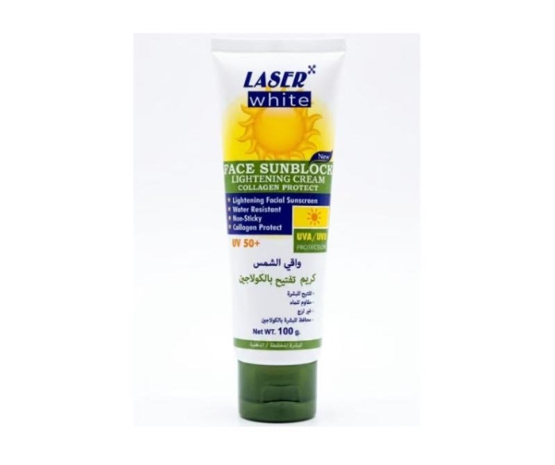 laser white كريم واقي من الشمس لتفتيح البشرة مع كولاجين طبيعي SPF 50+ 100 مل - Image 1