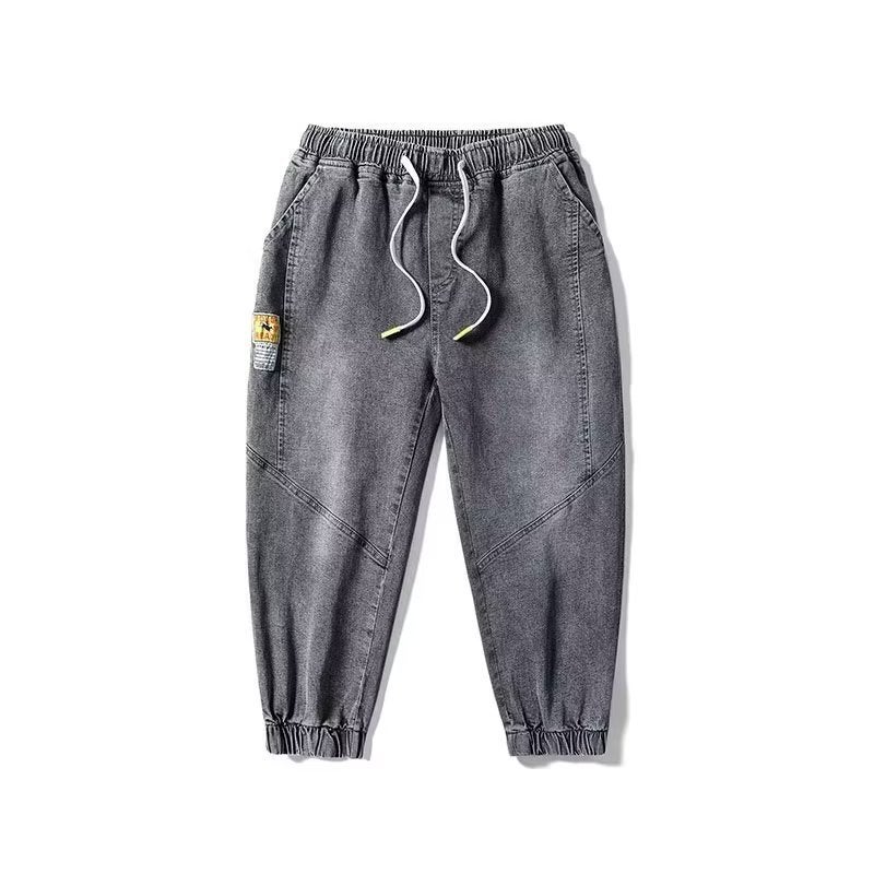 Generic Summer thin cropped Denim shorts mens loose casual pants boys breeches elastic waist pants Blue - Image 2