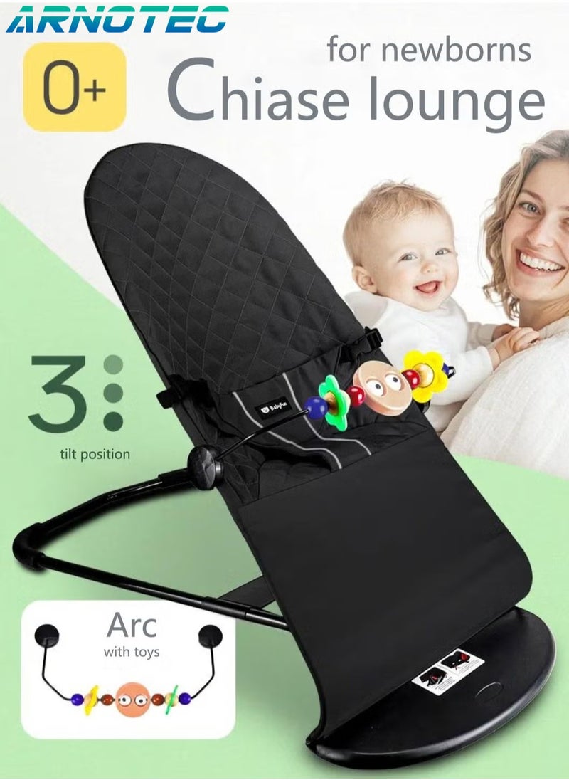 ARNOTEC - Baby Bouncer Seat for Infants 0–18 Months – Portable Rocker with Soothing Vibrations, Mesh & Organic Cotton Fabric, 3 Recline Positions, Removable Toy Bar & Hanging Toys - Image 1