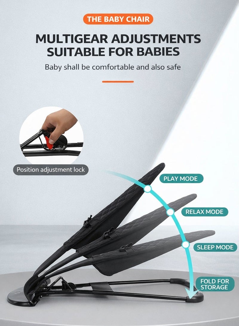 ARNOTEC Baby Bouncer Seat for Infants 0–18 Months – Portable Rocker with Soothing Vibrations, Mesh & Organic Cotton Fabric, 3 Recline Positions, Removable Toy Bar & Hanging Toys - Image 2